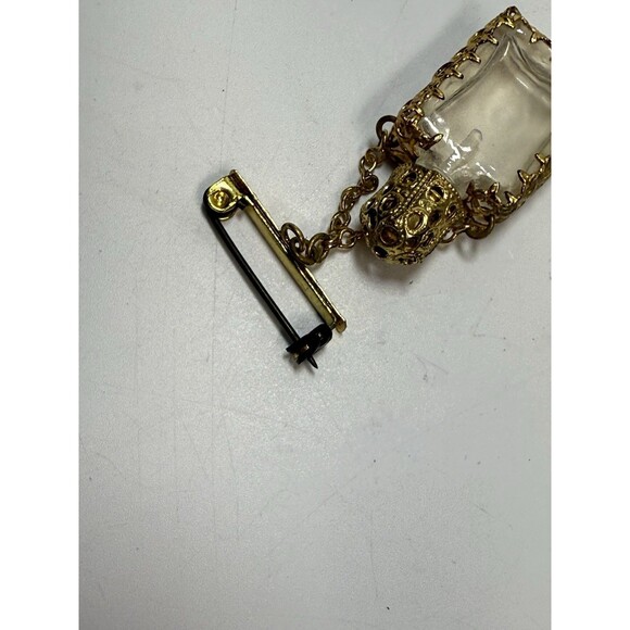 Vintage 1920’s Petit Point Filigree Glass Blown Flask Brooch Perfume Bottle - Picture 8 of 8